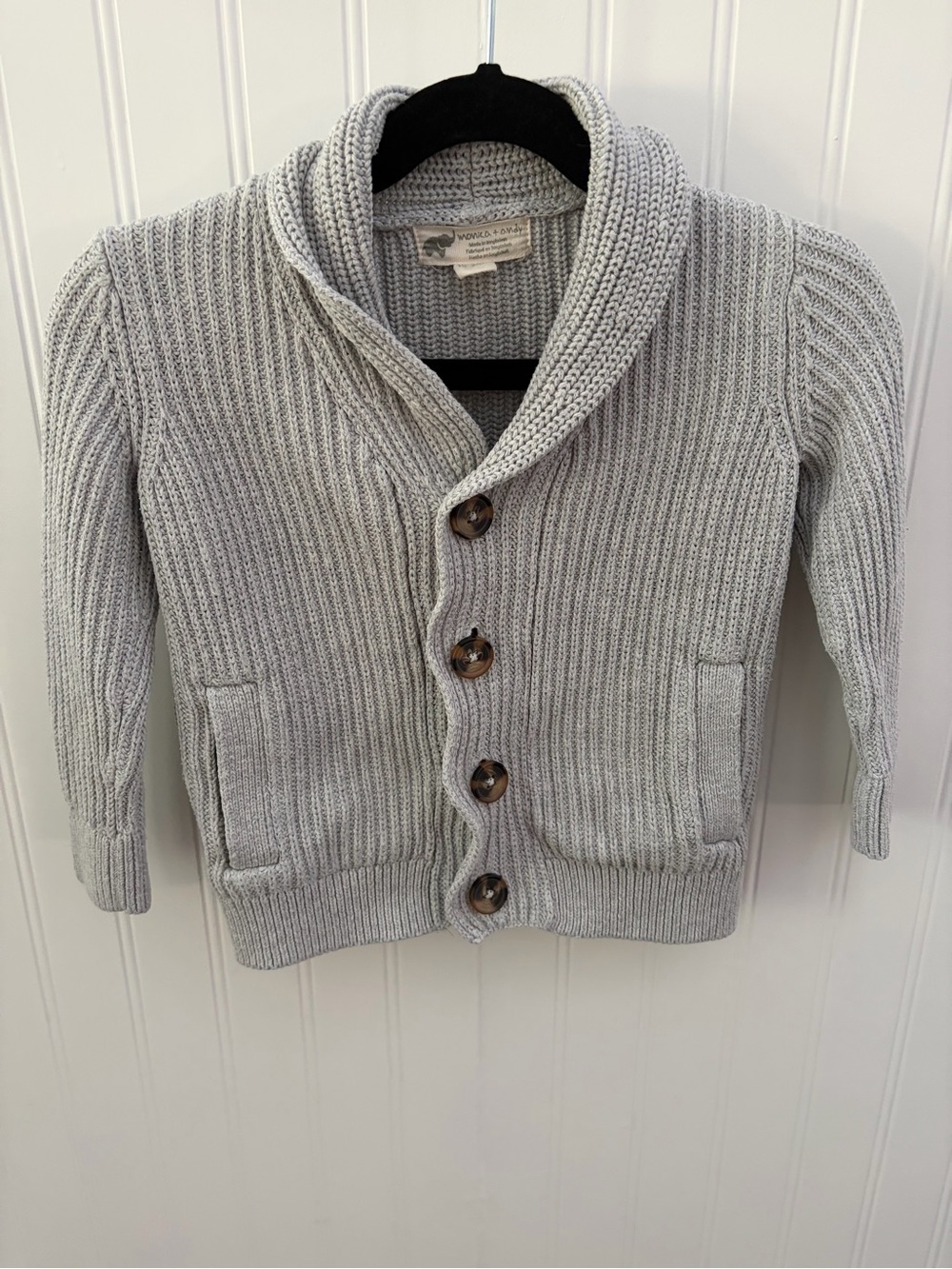 Shawl-Collar Knit Toddler Cardigan Jacket - Light Gray